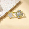 Four-Leaf Clover Ring for Women, Copper Design with Sparkling Zircon Accents, Assorted Styles - 7