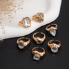 Hammered Ring Set, Zinc Alloy with Clear Accents, 7 Pieces in Gold or Silver Tone