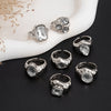 Hammered Ring Set, Zinc Alloy with Clear Accents, 7 Pieces in Gold or Silver Tone