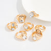 Hammered Ring Set, Zinc Alloy with Clear Accents, 7 Pieces in Gold or Silver Tone