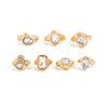Hammered Ring Set, Zinc Alloy with Clear Accents, 7 Pieces in Gold or Silver Tone