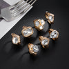 Hammered Ring Set, Zinc Alloy with Clear Accents, 7 Pieces in Gold or Silver Tone