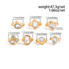Hammered Ring Set, Zinc Alloy with Clear Accents, 7 Pieces in Gold or Silver Tone
