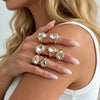 Hammered Ring Set, Zinc Alloy with Clear Accents, 7 Pieces in Gold or Silver Tone