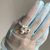 Silver-Tone Statement Rings for Women, Assorted Floral, Bow, Geometric and Textured Open-Band Designs