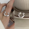 Silver-Tone Statement Rings for Women, Assorted Floral, Bow, Geometric and Textured Open-Band Designs