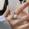 Silver-Tone Statement Rings for Women, Assorted Floral, Bow, Geometric and Textured Open-Band Designs