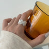 Silver-Tone Statement Rings for Women, Assorted Floral, Bow, Geometric and Textured Open-Band Designs