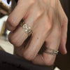 Gold-Tone Open Ring for Women, Clover Motif or Double-Row Stacking Band