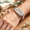 Woven Bracelet with Silver-Tone Decorative Center, Metal and Cord Design in Yellow, Pink, Blue or Green - Product view 3