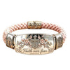 Woven Bracelet with Silver-Tone Decorative Center, Metal and Cord Design in Yellow, Pink, Blue or Green - Product view 5