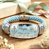 Woven Bracelet with Silver-Tone Decorative Center, Metal and Cord Design in Yellow, Pink, Blue or Green - Blue