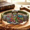 Woven Bracelet with Silver-Tone Decorative Center, Metal and Cord Design in Yellow, Pink, Blue or Green - Green