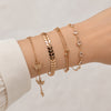 Bracelet Set for Women, Gold-Tone Alloy Chains with Mixed Geometric Charm Designs - Product view 2