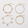 Bracelet Set for Women, Gold-Tone Alloy Chains with Mixed Geometric Charm Designs - Product view 4
