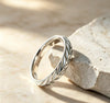 Adjustable Wheat Ear Ring for Women, Titanium Steel Botanical Band in Gold or Silver Tone - Silver