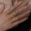 925 Sterling Silver Ring, Openwork or Textured Design with Clear Accents, 7 Styles