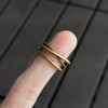 Antique Gold-Tone Open Ring, Layered Crossover Bands with Rope-Texture Detail