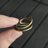 Antique Gold-Tone Open Ring, Layered Crossover Bands with Rope-Texture Detail