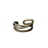 Antique Gold-Tone Open Ring, Layered Crossover Bands with Rope-Texture Detail