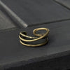 Antique Gold-Tone Open Ring, Layered Crossover Bands with Rope-Texture Detail