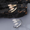 Leaf Ring, Copper with Clear Accents, Open Band in Gold or Silver Tone