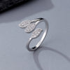 Leaf Ring, Copper with Clear Accents, Open Band in Gold or Silver Tone