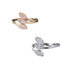 Leaf Ring, Copper with Clear Accents, Open Band in Gold or Silver Tone
