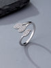 Leaf Ring, Copper with Clear Accents, Open Band in Gold or Silver Tone