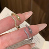 Snake Ring, Alloy with Clear Accents, Adjustable Open Band in Gold or Silver Tone