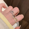 Snake Ring, Alloy with Clear Accents, Adjustable Open Band in Gold or Silver Tone