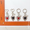 Heart Keychain, Alloy with Red or Black Inlay and Pearl-Look Bead, Heart or Round Clasp