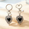 Heart Keychain, Alloy with Red or Black Inlay and Pearl-Look Bead, Heart or Round Clasp