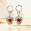 Heart Keychain, Alloy with Red or Black Inlay and Pearl-Look Bead, Heart or Round Clasp