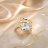 Triple-Coil Ring, Brass with Pear-Shaped Cubic Zirconia, Gold-Tone, Size No. 7