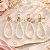 Beaded Wristlet Keychain, Pearl-Look Beads with Heart or Shell Charm, Gold-Tone Clasp