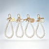 Beaded Wristlet Keychain, Pearl-Look Beads with Heart or Shell Charm, Gold-Tone Clasp