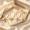 Beaded Wristlet Keychain, Pearl-Look Beads with Heart or Shell Charm, Gold-Tone Clasp