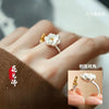 Lotus Flower Open Ring for Women, Silver-Tone Band with Gold-Tone Seated Figure Accent