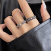 Open Band Ring, Copper with Clear Accents, Antique Silver-Tone Bamboo or Vine Design