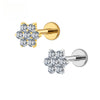 Titanium 16G Tiny Flower CZ Stud Earring Tragus Helix Rook Conch Labret Stud Flat back Cartilage Piercing - Image 1