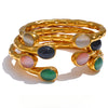 62mm Stainless Steel Multicolored Natural Stone Golden Cuff Open Bracelet Bangle Jewelry - Image 1