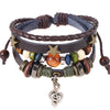 Multi-Layer Beaded Cord Bracelet, Woven Bands with Musical Note Pendant in Black or Brown - Product view 2