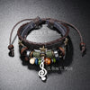 Multi-Layer Beaded Cord Bracelet, Woven Bands with Musical Note Pendant in Black or Brown - Product view 5