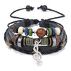 Multi-Layer Beaded Cord Bracelet, Woven Bands with Musical Note Pendant in Black or Brown - Black
