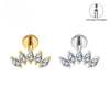 Titanium 5 Marquise CZ Crown Cartilage Earring 16G Cluster CZ Flat Back Helix Stud Nose Piercing Jewelry - Image 1