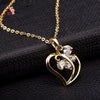 Heart Pendant for Women, Copper Design with Sparkling Zircon Accents in Gold or Silver Tone - Product view 2