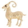 Sheep Brooch Pin, Gold-Tone Alloy Zodiac Animal Design with Rhinestone Accents - Product view 1