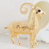 Sheep Brooch Pin, Gold-Tone Alloy Zodiac Animal Design with Rhinestone Accents - Product view 2