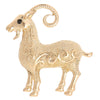 Sheep Brooch Pin, Gold-Tone Alloy Zodiac Animal Design with Rhinestone Accents - Gold